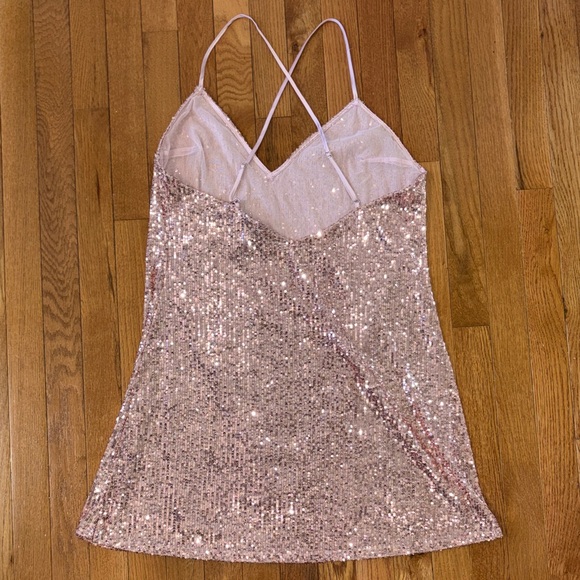 Victoria's Secret Pink Sequin Dress Mini Size Large Lined Y2K - Picture 3 of 9